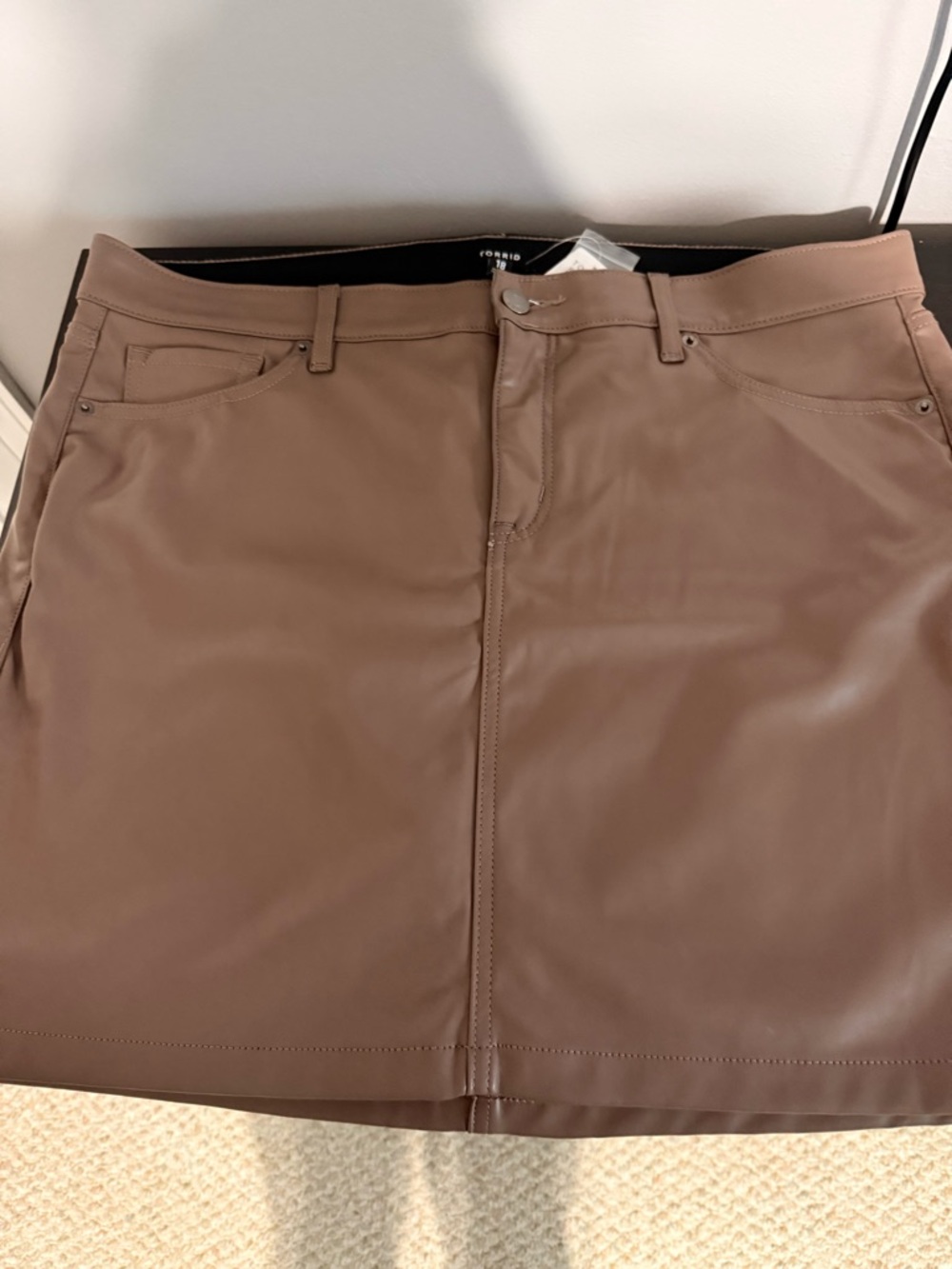 Torrid Faux Leather Pencil Skirt in Taupe Brown